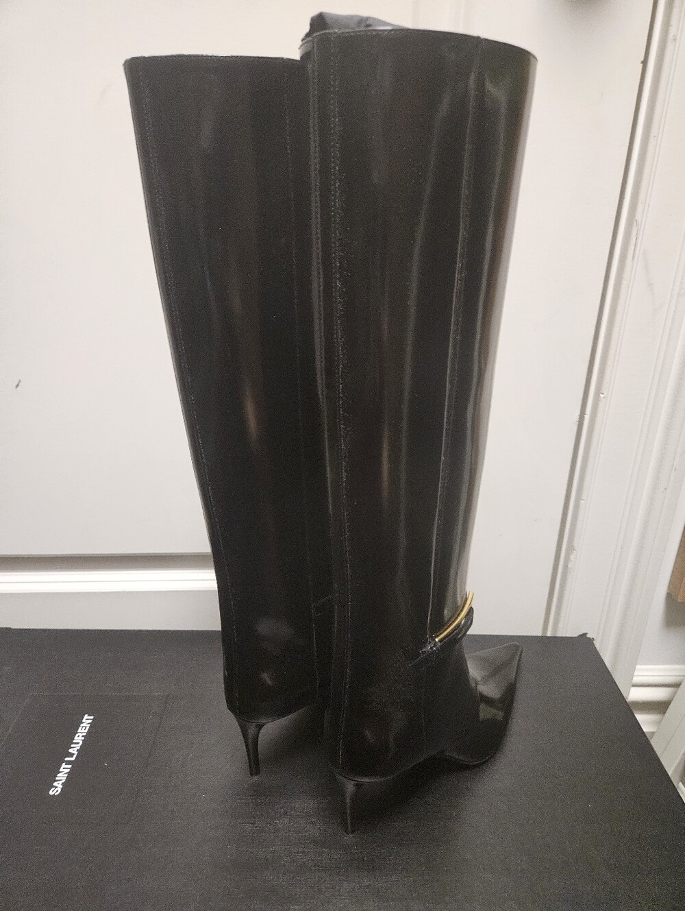 Saint Laurent Lee 70mm Patent Leather Buckle Boot Sz 40 - Picture 4 of 7